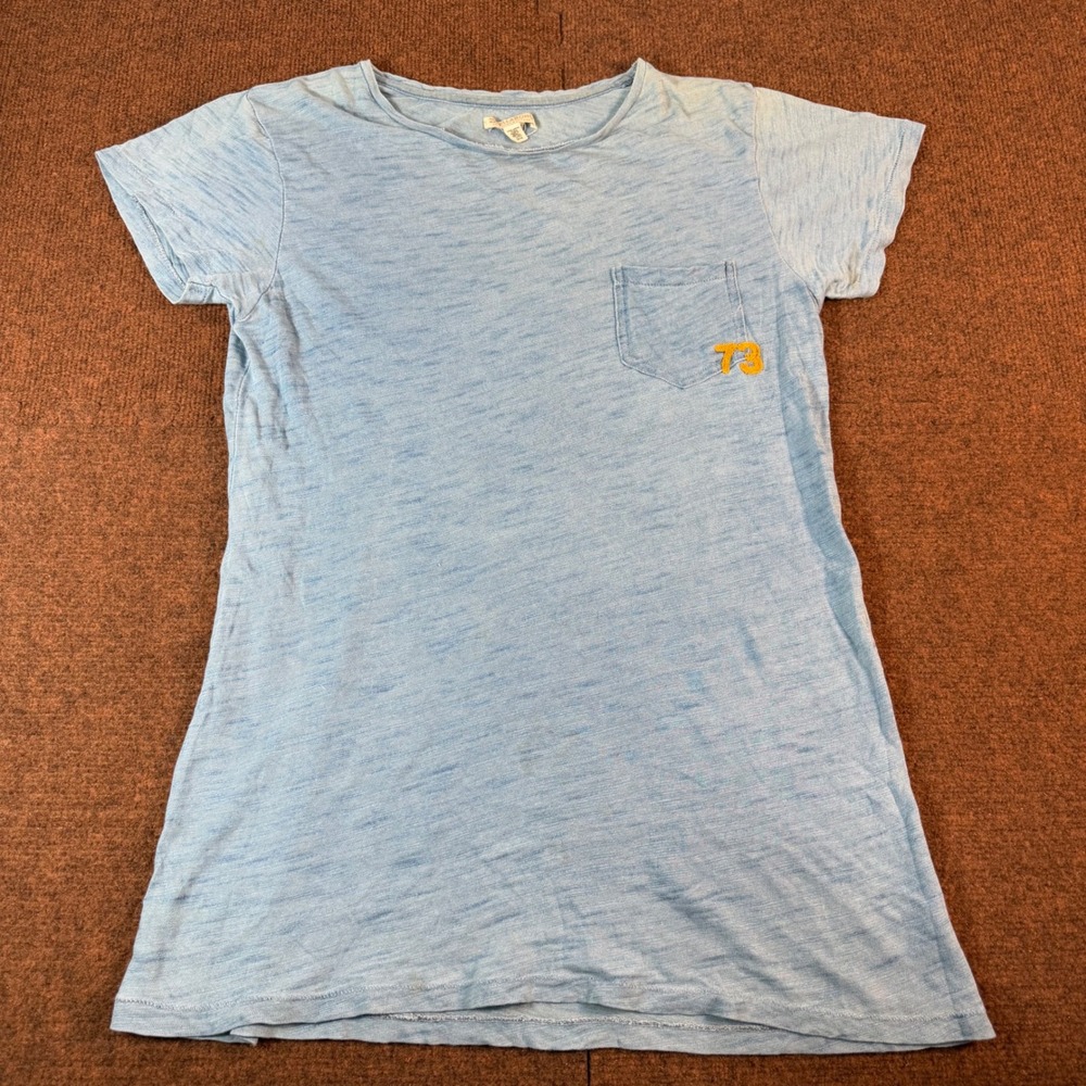 Billabong Womens Pocket T-Shirt Blue Sunrise to Sunset Graphic Slub Cotton M 73